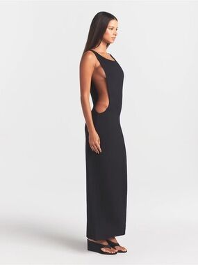 SKIMS Smooth Layers Side Cut Out Long Dress – Obsidian – Size Small – New